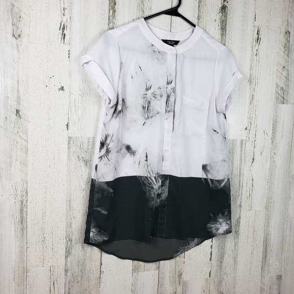 Simply Vera Vera wang sheer black and white short sleeve top women's size XS - Picture 4 of 11